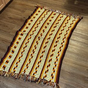 Handmade Crochet Blanket with Fringe